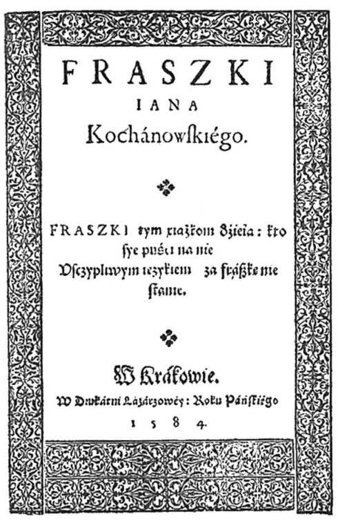 Tom fraszki Jana Kochanowskiego - okładka.