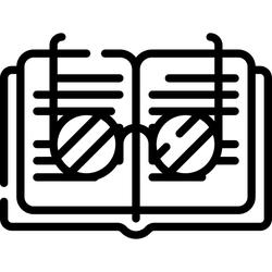 Ikona książki z okularami.