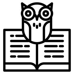 Sowa siedząca na otwartej książce -ikona.